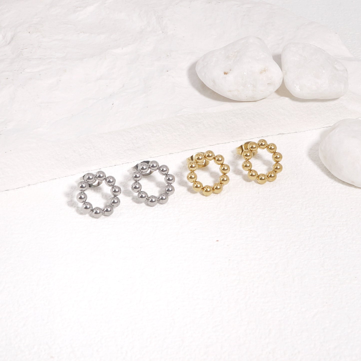 Heidi Floral Beaded Ring Mini Stud Earrings