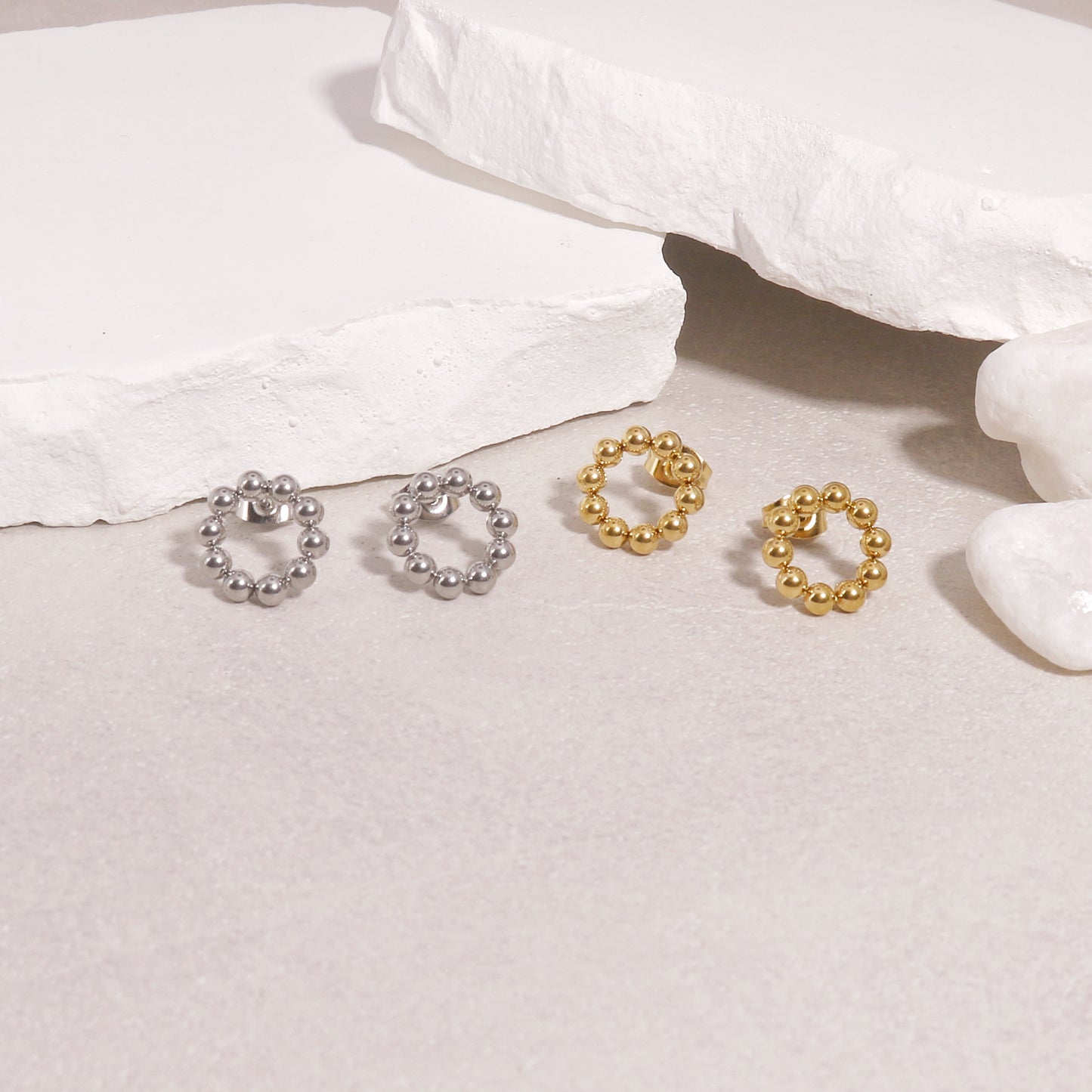 Heidi Floral Beaded Ring Mini Stud Earrings