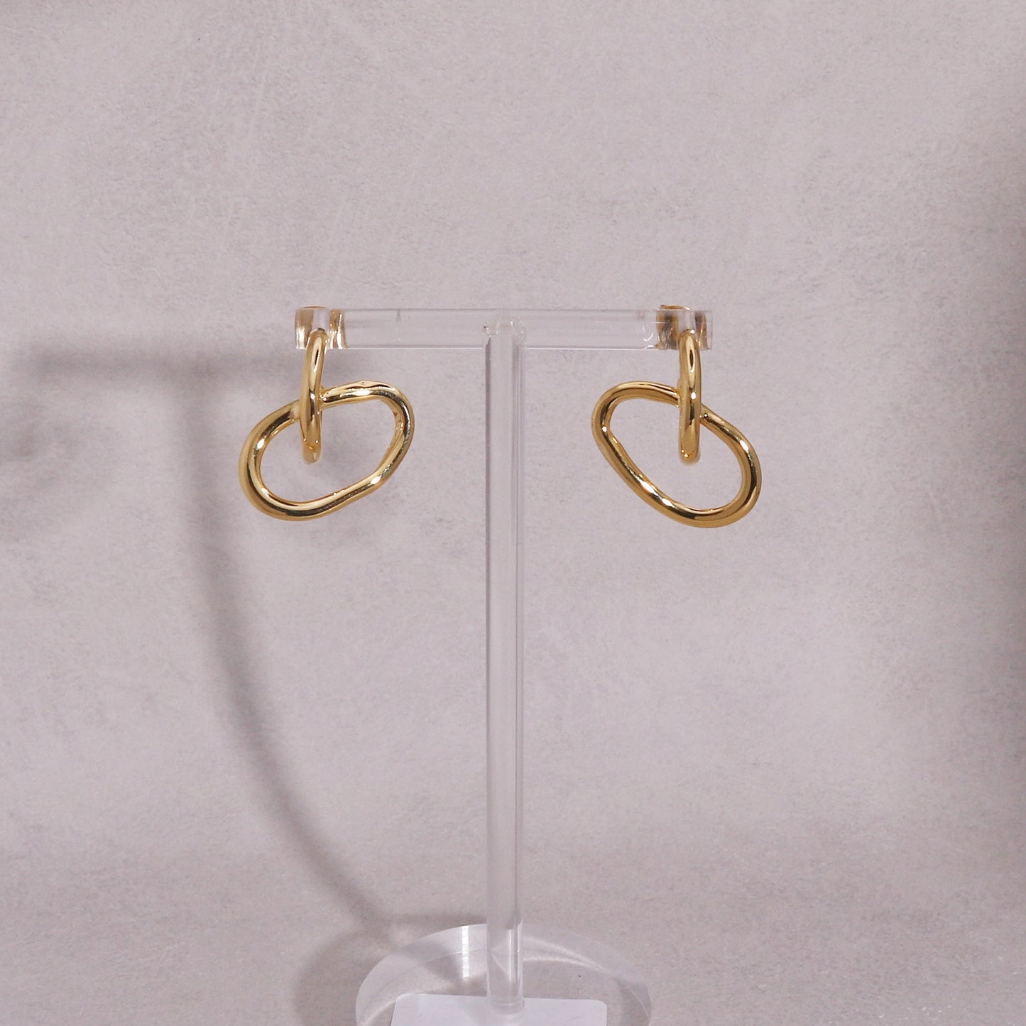 Daniella Textured Oval Hoop Drop Metal Earrings