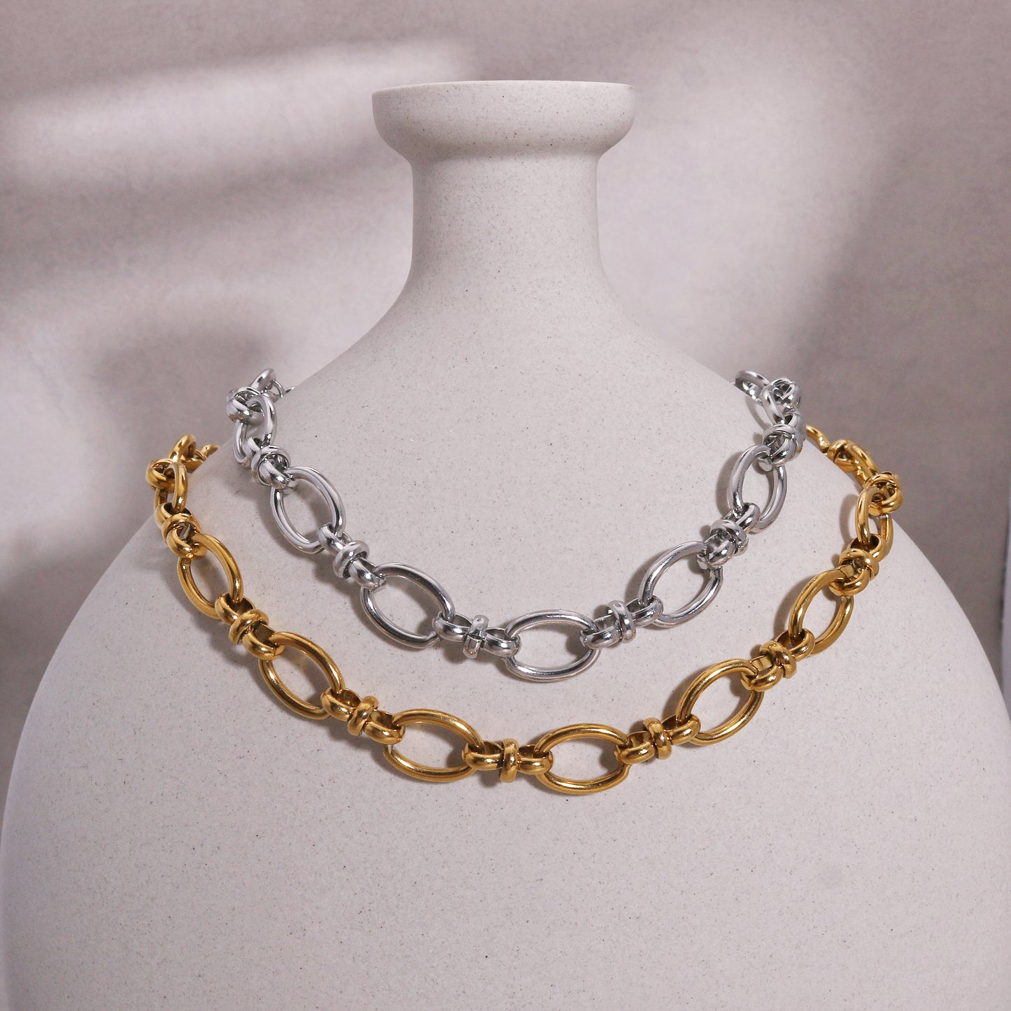 Ember Estate Styled Chain Link Necklace in Steel
