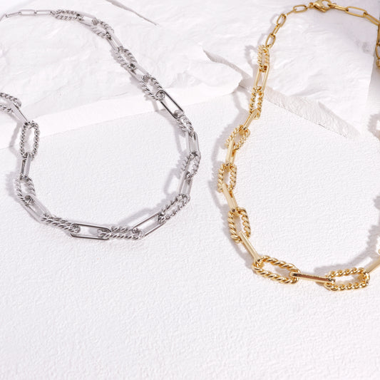 Lilith Modern and Sleek Steel Link Chain Necklace