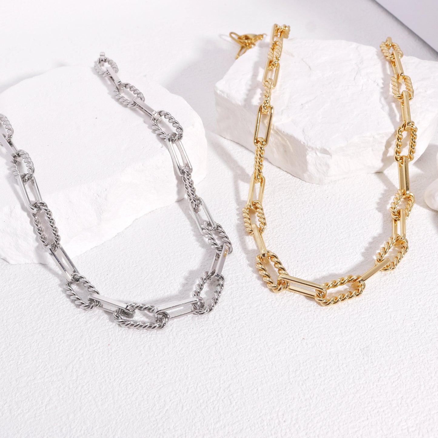 Lilith Modern and Sleek Steel Link Chain Necklace