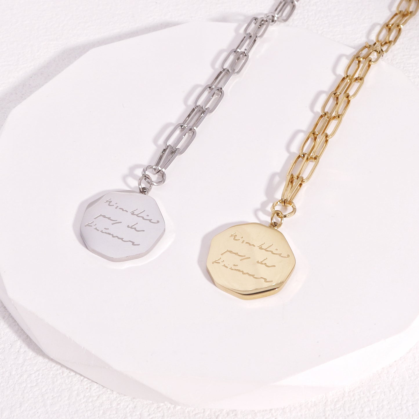 Ivory Modern Minimalist Steel Chain Link Necklace