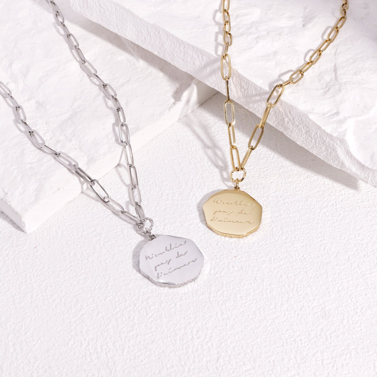 Ivory Modern Minimalist Steel Chain Link Necklace