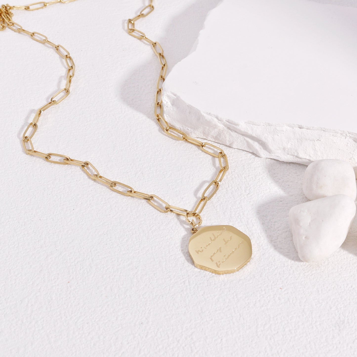 Ivory Modern Minimalist Steel Chain Link Necklace