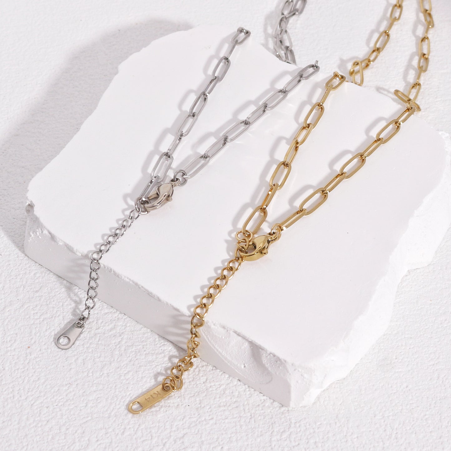 Ivory Modern Minimalist Steel Chain Link Necklace