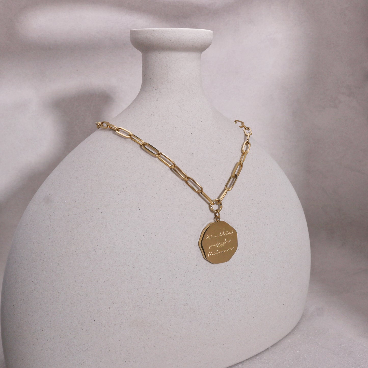 Ivory Modern Minimalist Steel Chain Link Necklace