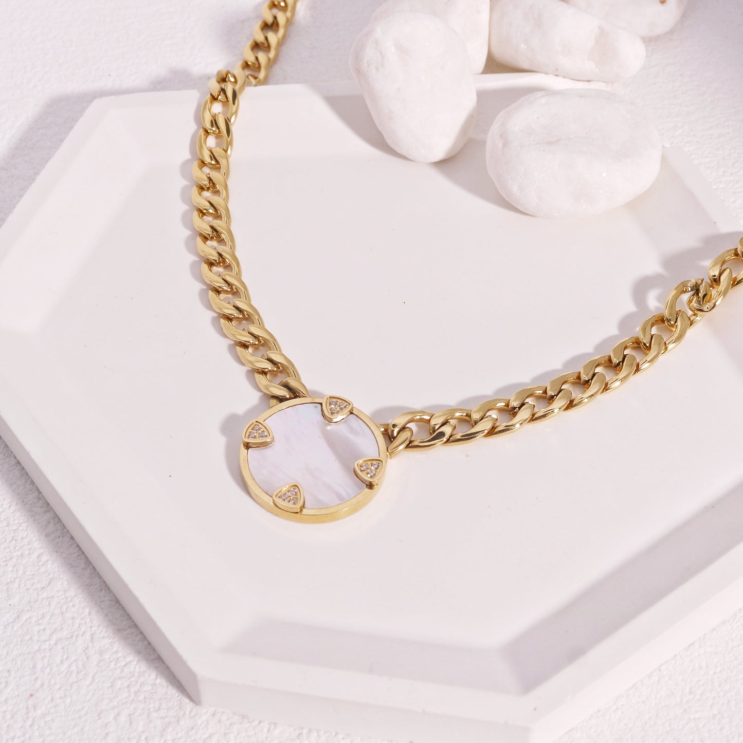 Celestine Mother of Pearl Statement Necklace
