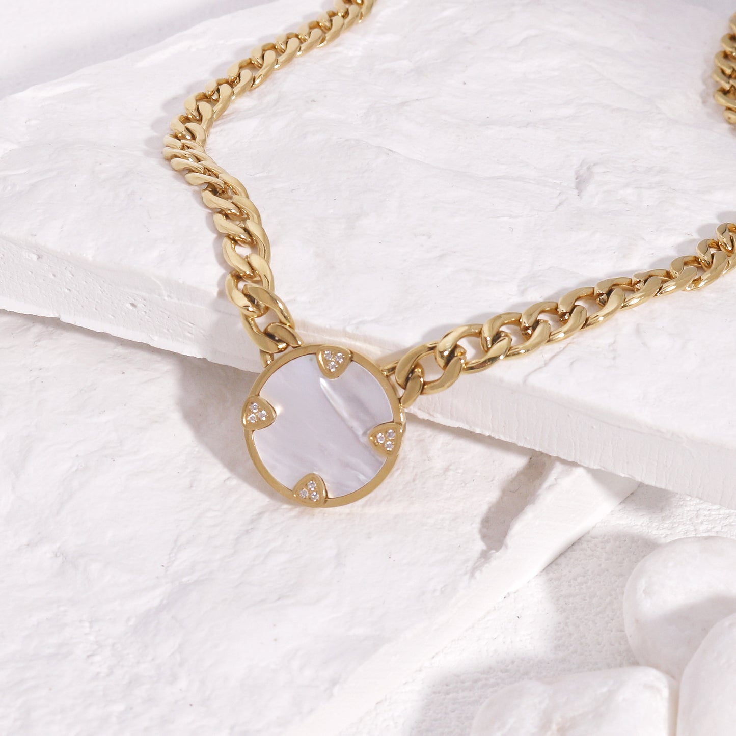 Celestine Mother of Pearl Statement Necklace