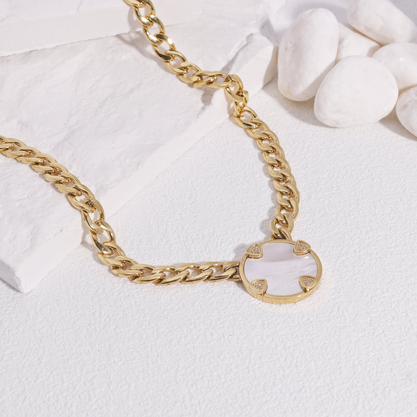 Celestine Mother of Pearl Statement Necklace