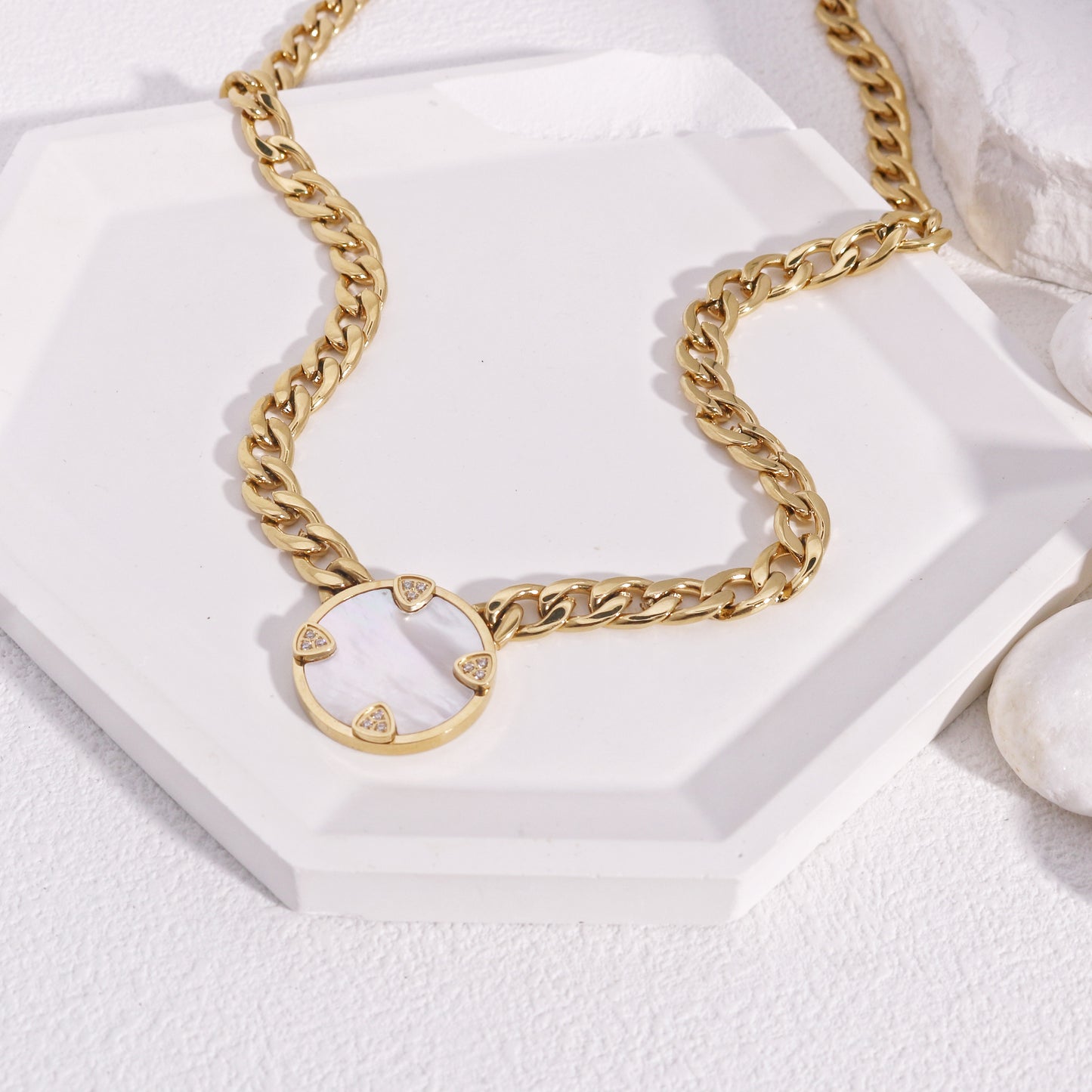 Celestine Mother of Pearl Statement Necklace
