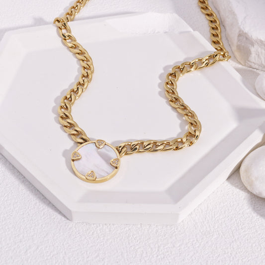 Celestine Mother of Pearl Statement Necklace
