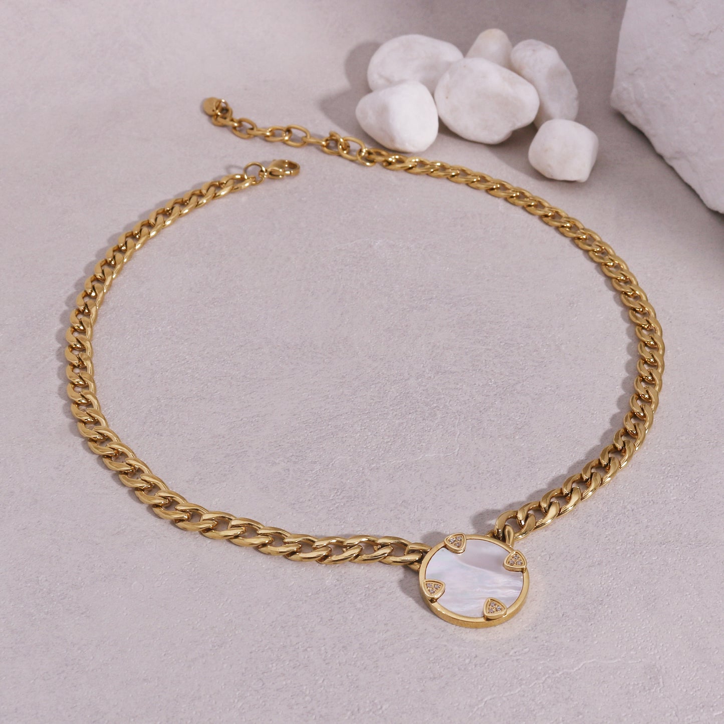 Celestine Mother of Pearl Statement Necklace