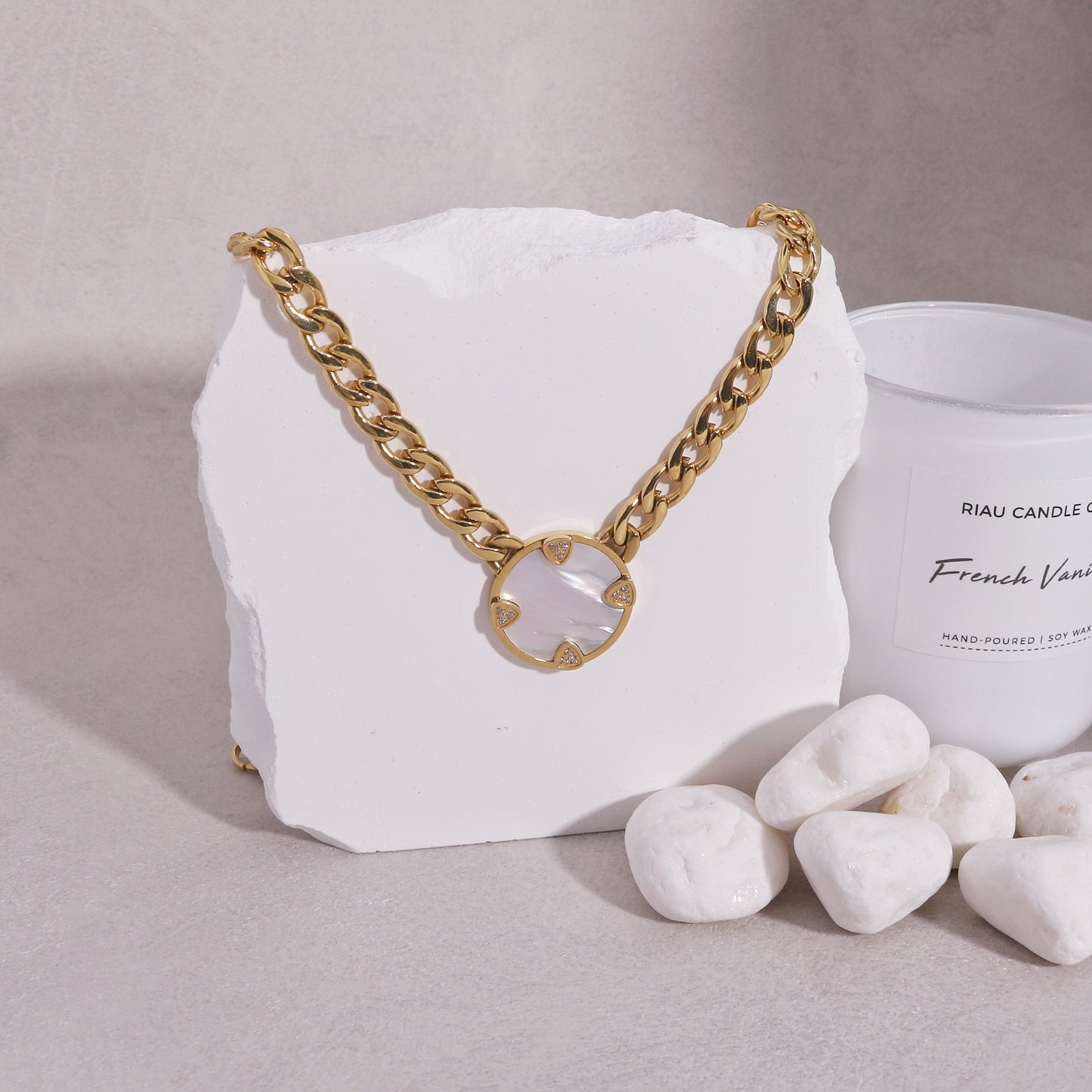 Celestine Mother of Pearl Statement Necklace