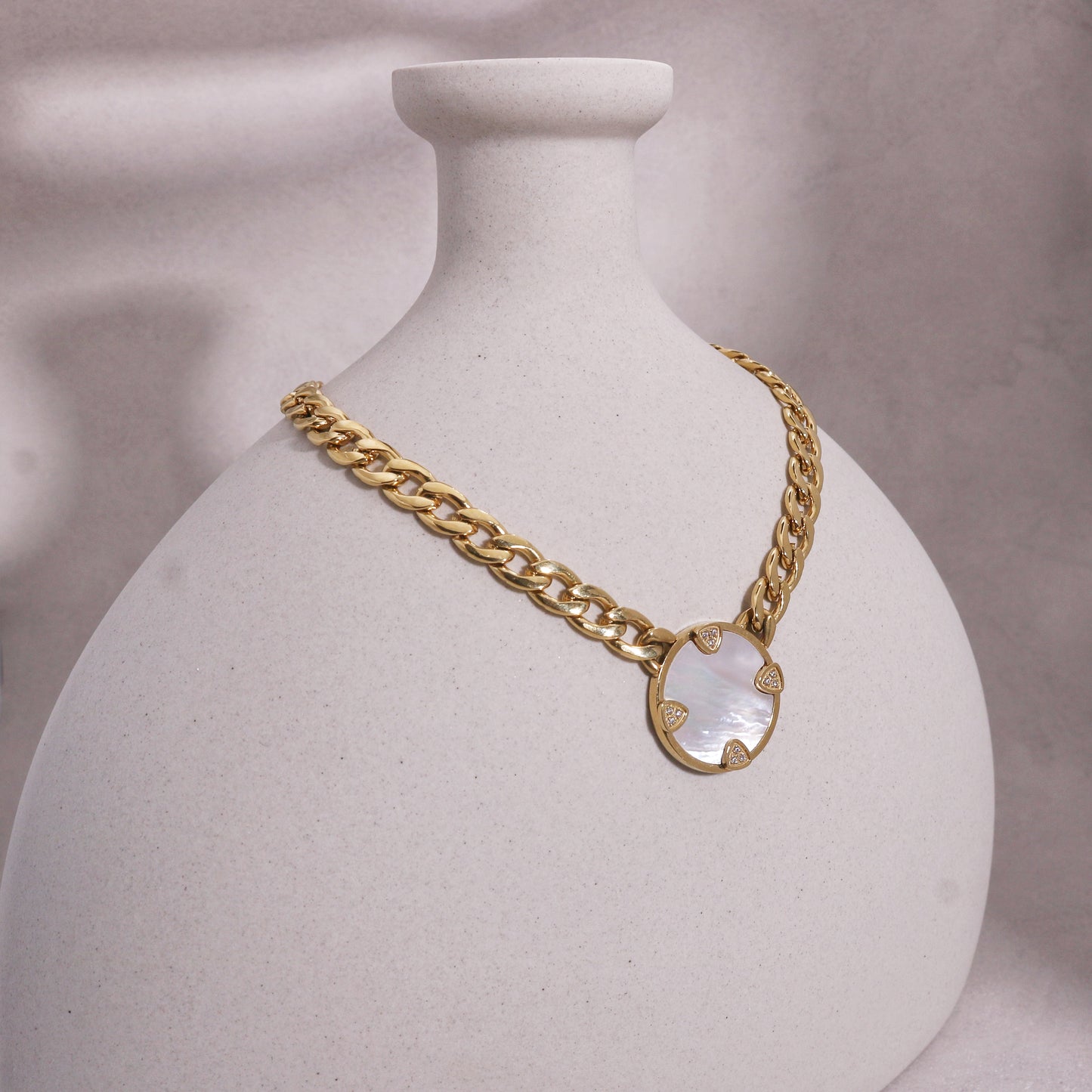 Celestine Mother of Pearl Statement Necklace
