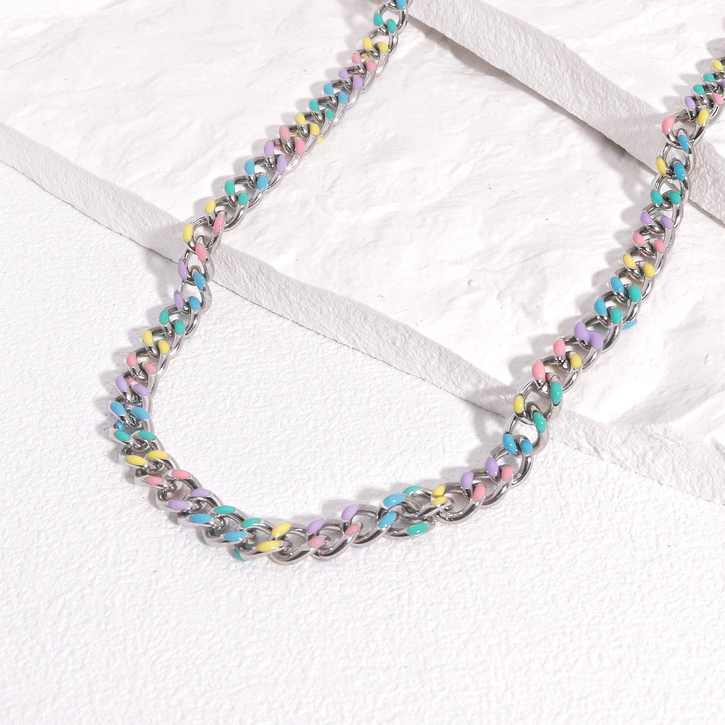 Ember Multi Color Statement Link Chain Necklace