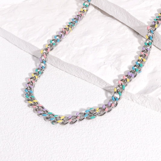 Ember Multi Color Statement Link Chain Necklace