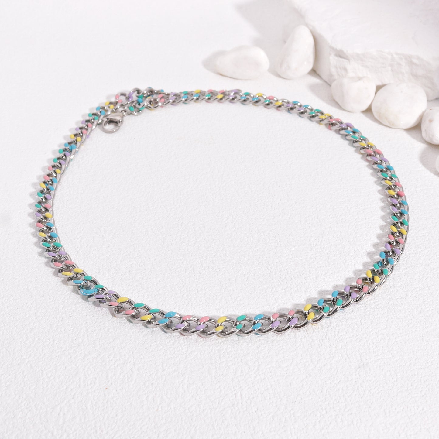 Ember Multi Color Statement Link Chain Necklace