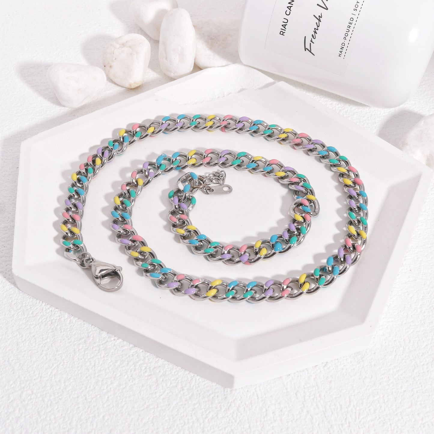 Ember Multi Color Statement Link Chain Necklace