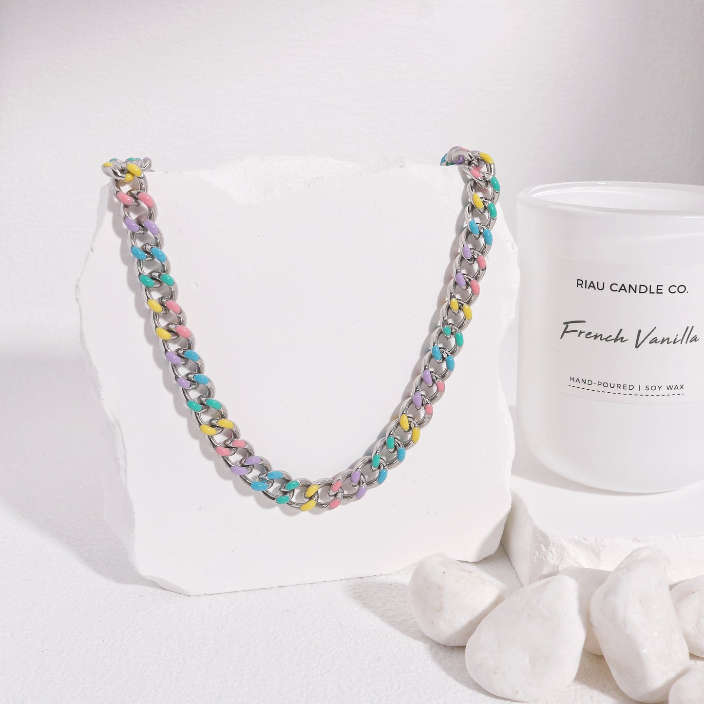 Ember Multi Color Statement Link Chain Necklace