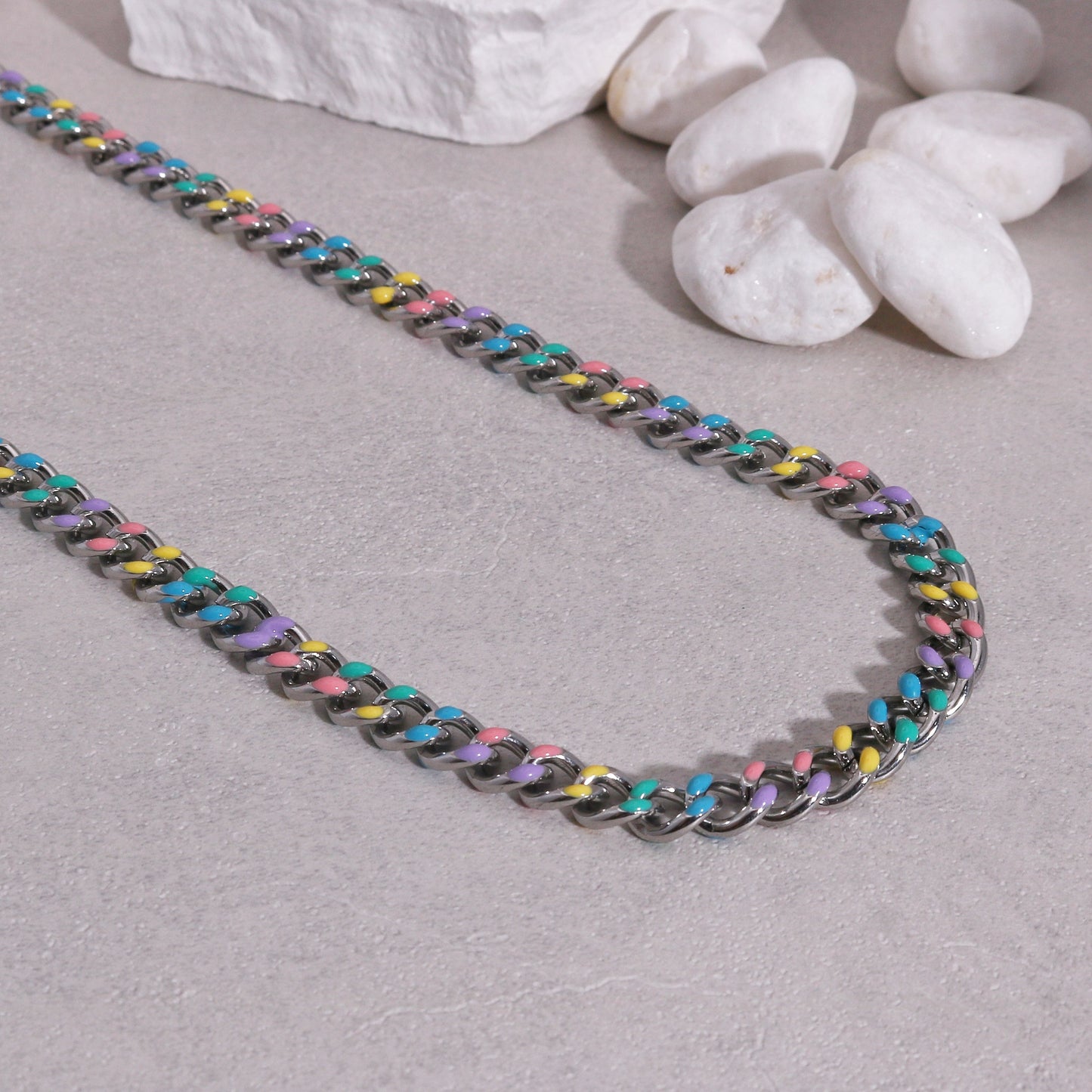 Ember Multi Color Statement Link Chain Necklace