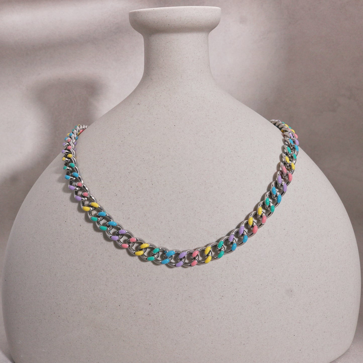 Ember Multi Color Statement Link Chain Necklace