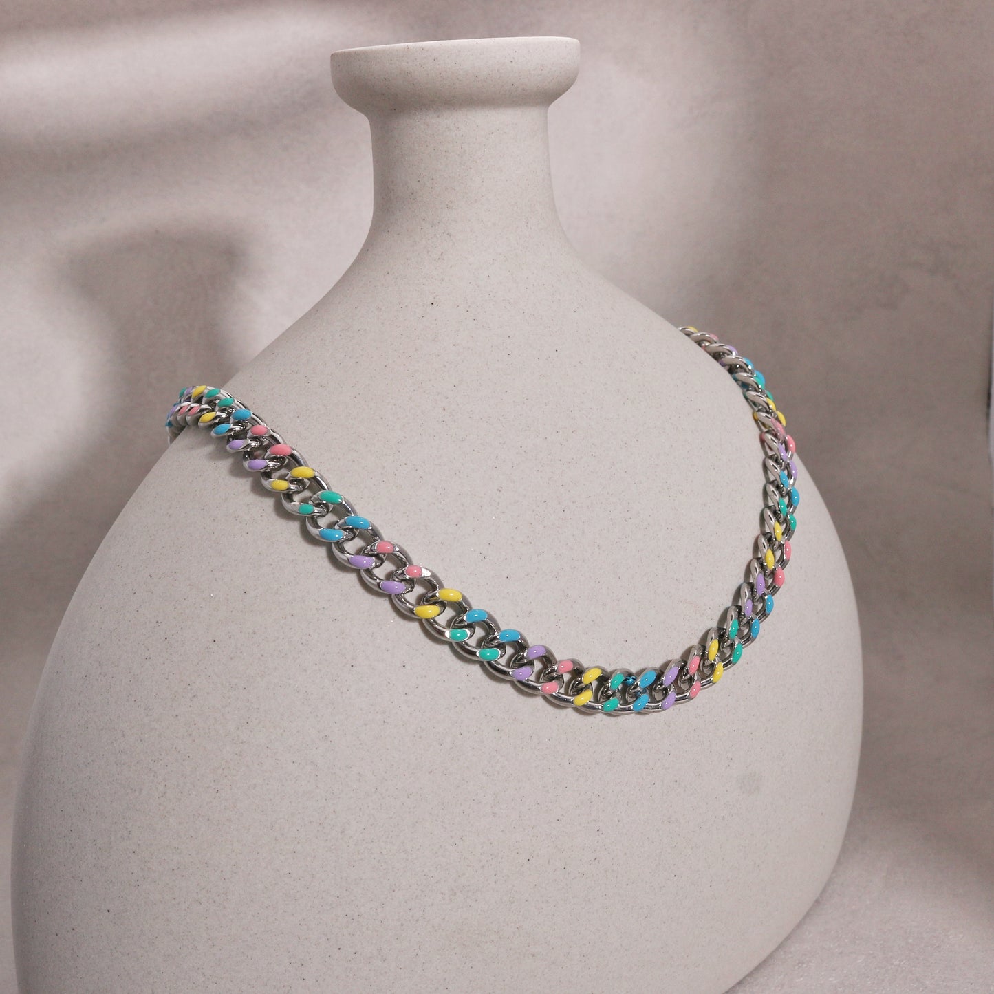 Ember Multi Color Statement Link Chain Necklace