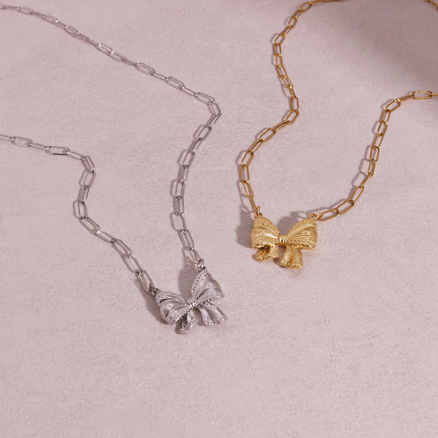 Tallulah Statement Chain Link and Bow Tie Ribbon Necklace