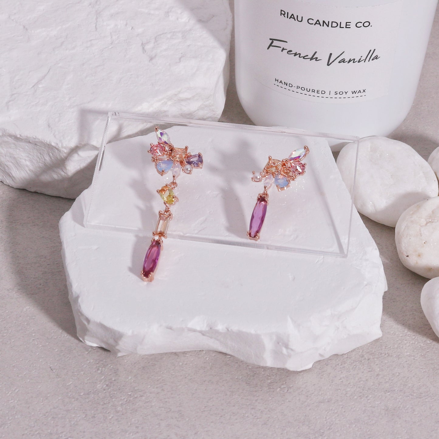Raquel Asymmetrical AB Crystal Drop Earrings