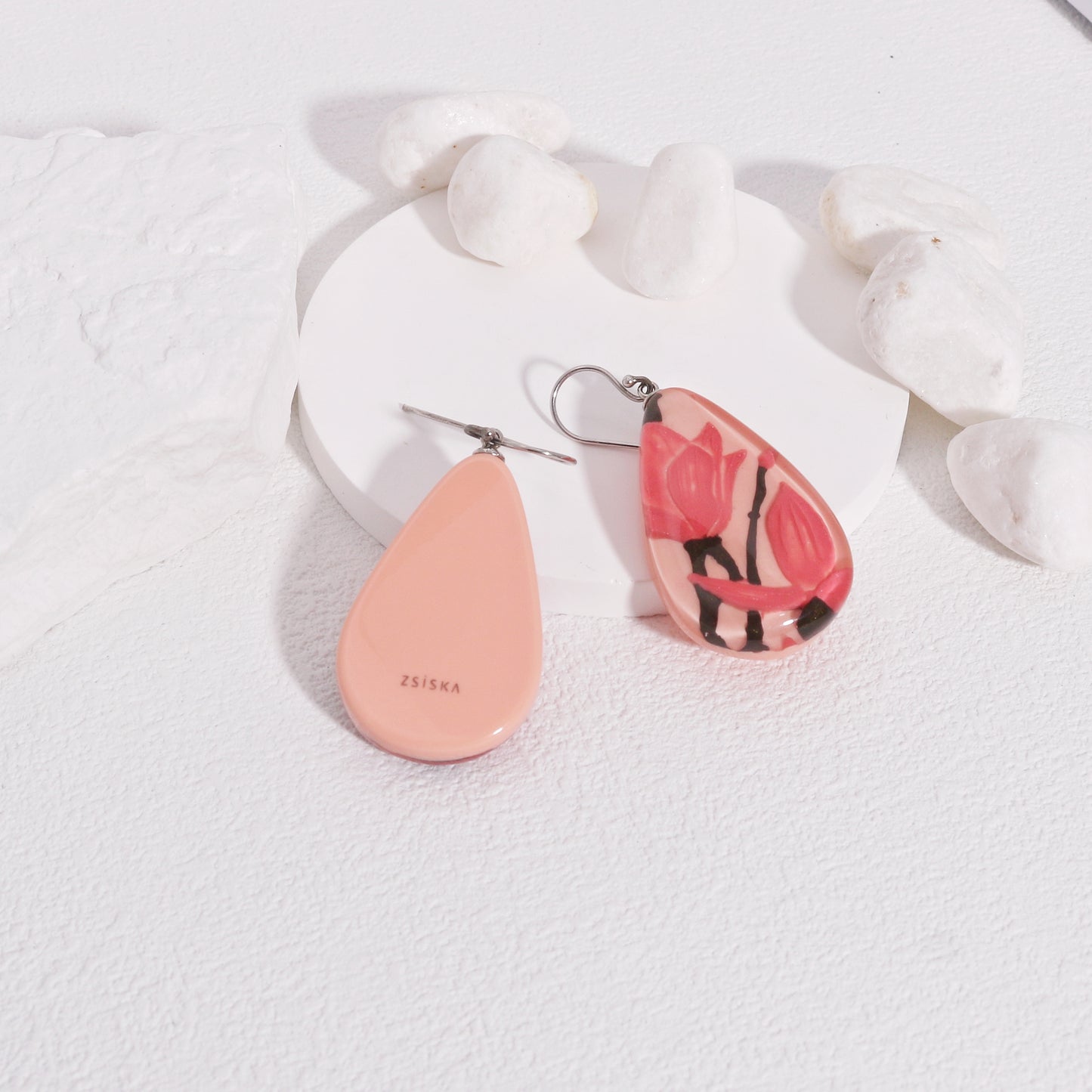 Magnolia Pink Floral Dangle Earrings