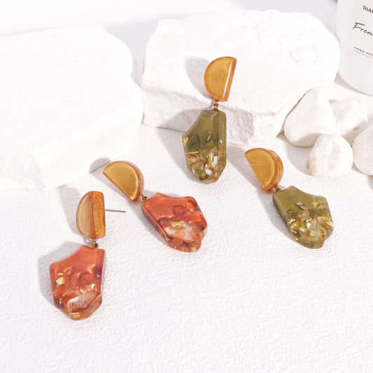 ANAIS Resin and Gold Foil Drop Earrings