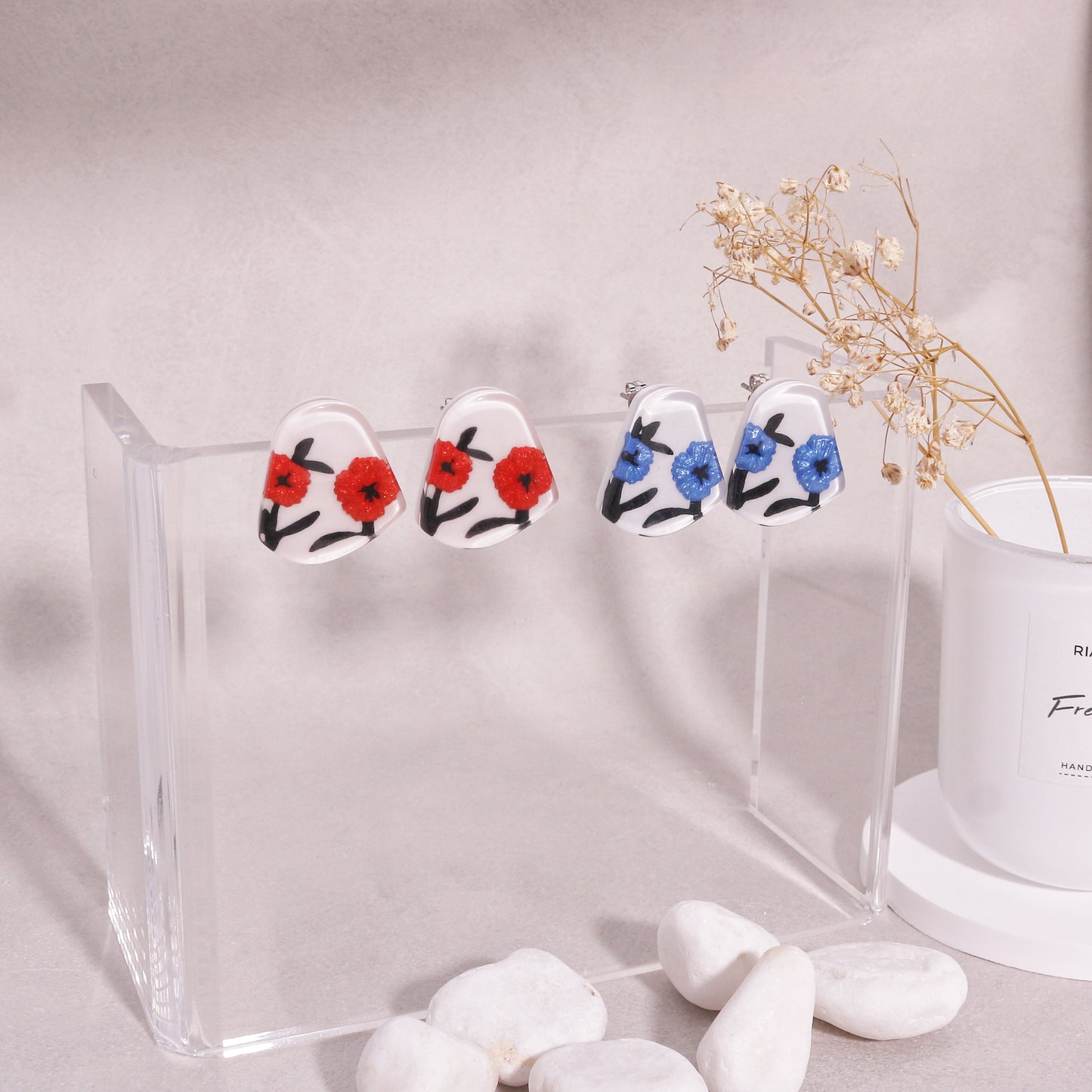 Baila Floral Handmade Resin Stud Earrings