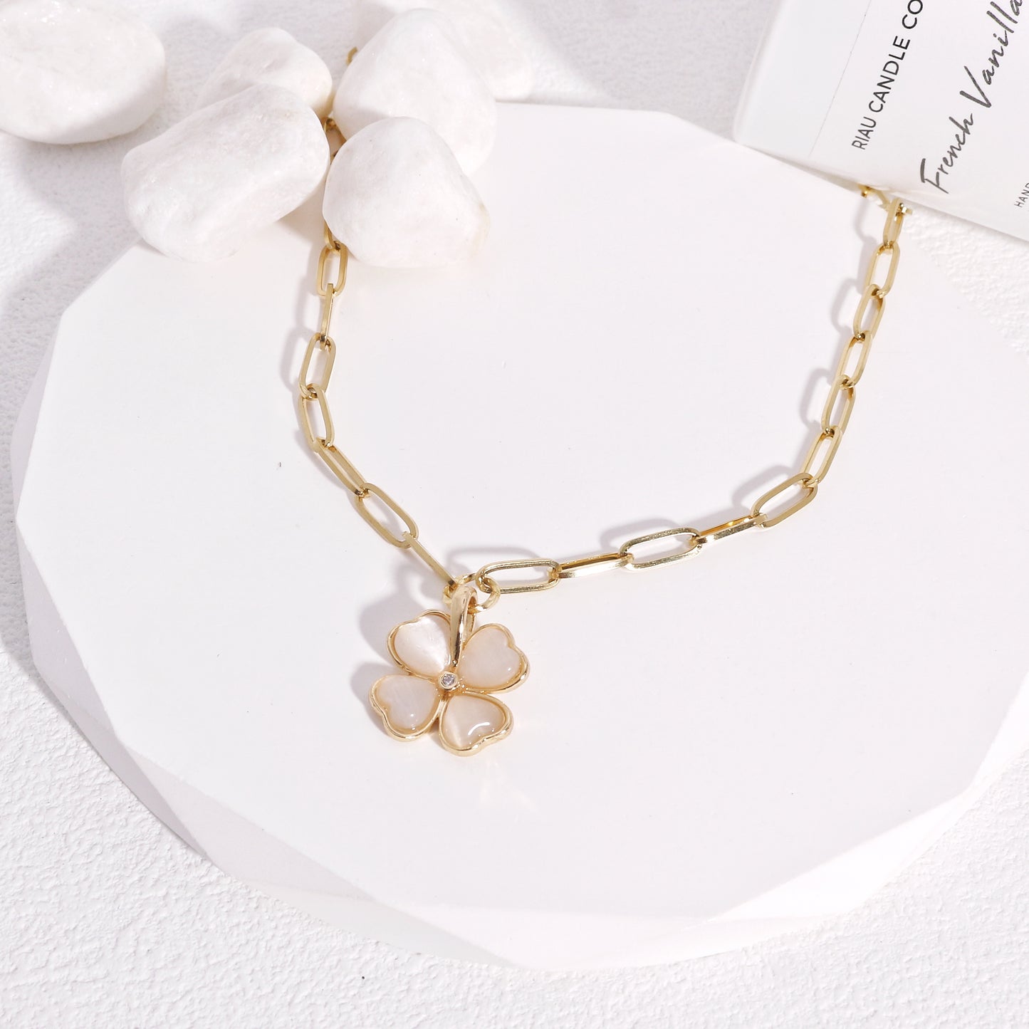 Tessa Four Leaf Clover Stainless Steel Chain Necklace
