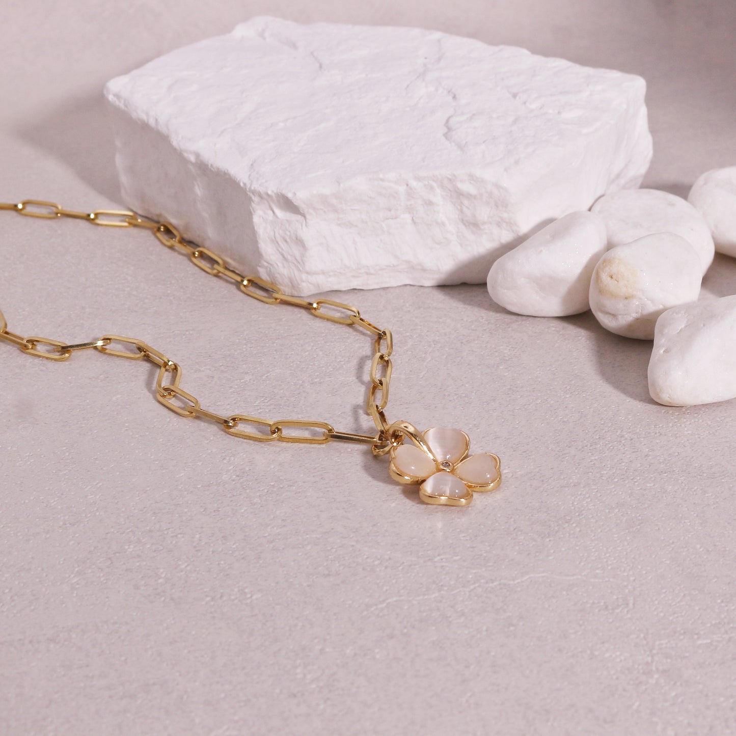 Tessa Four Leaf Clover Stainless Steel Chain Necklace