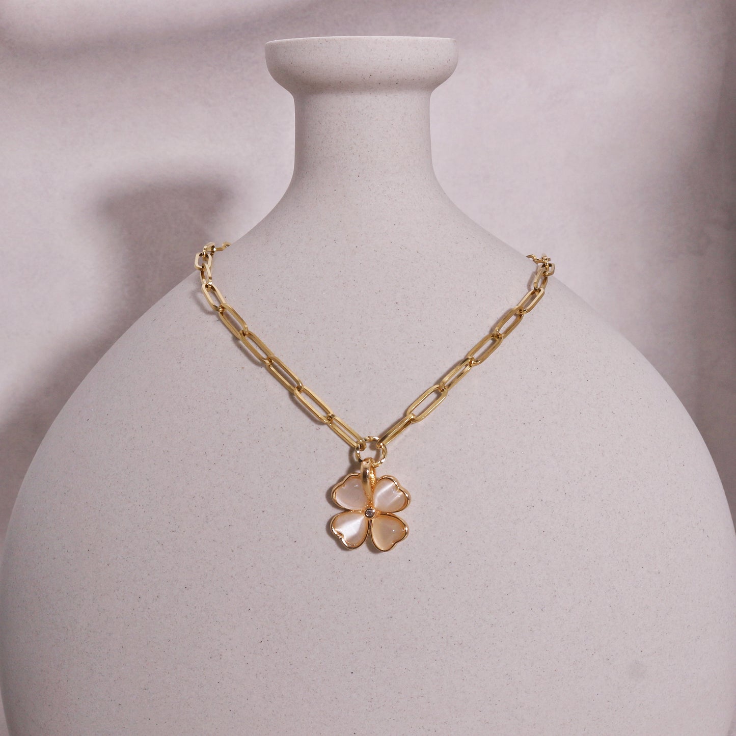 Tessa Four Leaf Clover Stainless Steel Chain Necklace