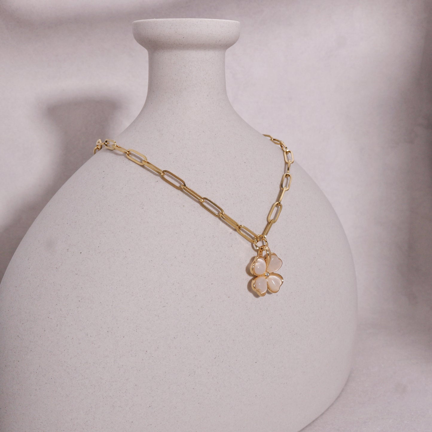 Tessa Four Leaf Clover Stainless Steel Chain Necklace
