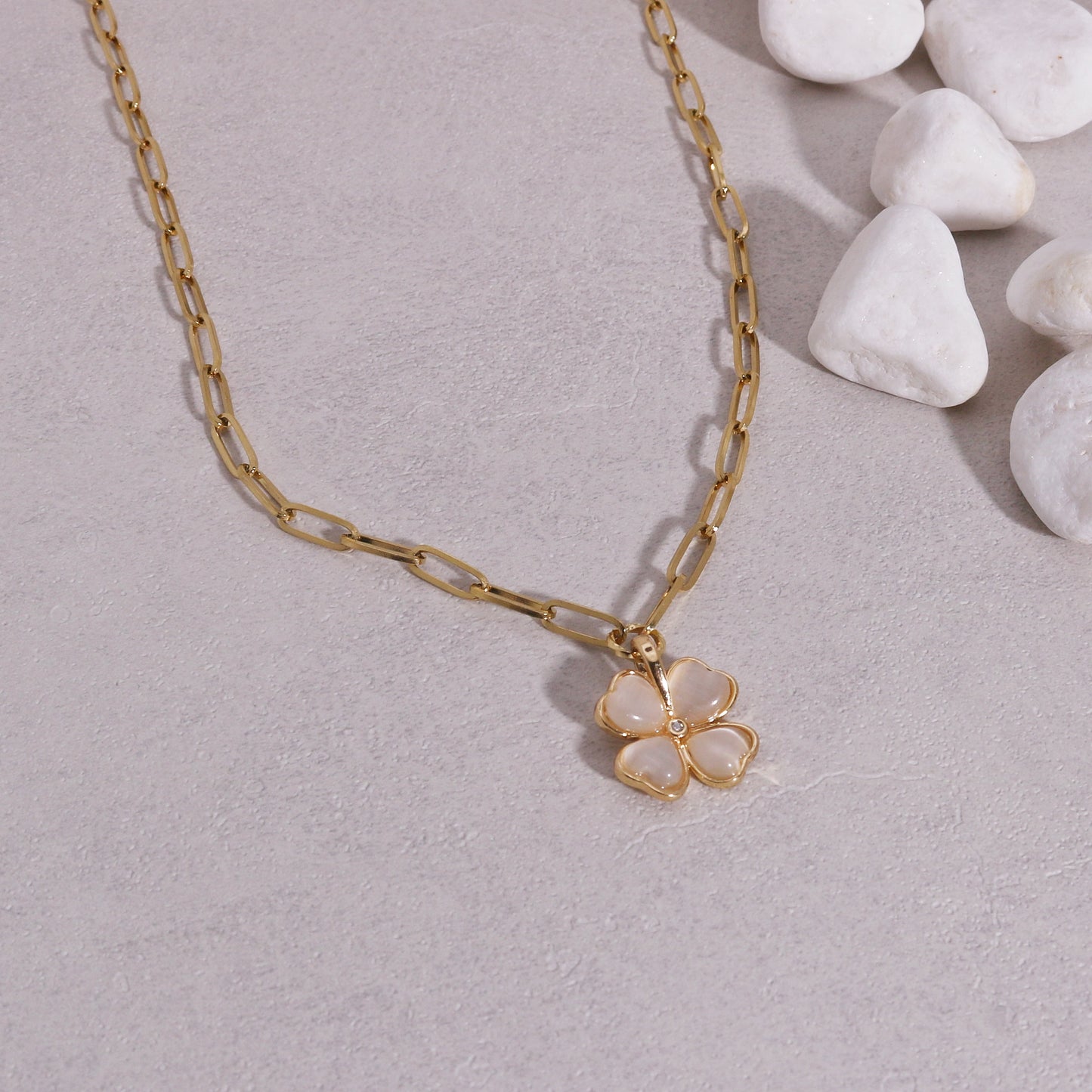 Tessa Four Leaf Clover Stainless Steel Chain Necklace