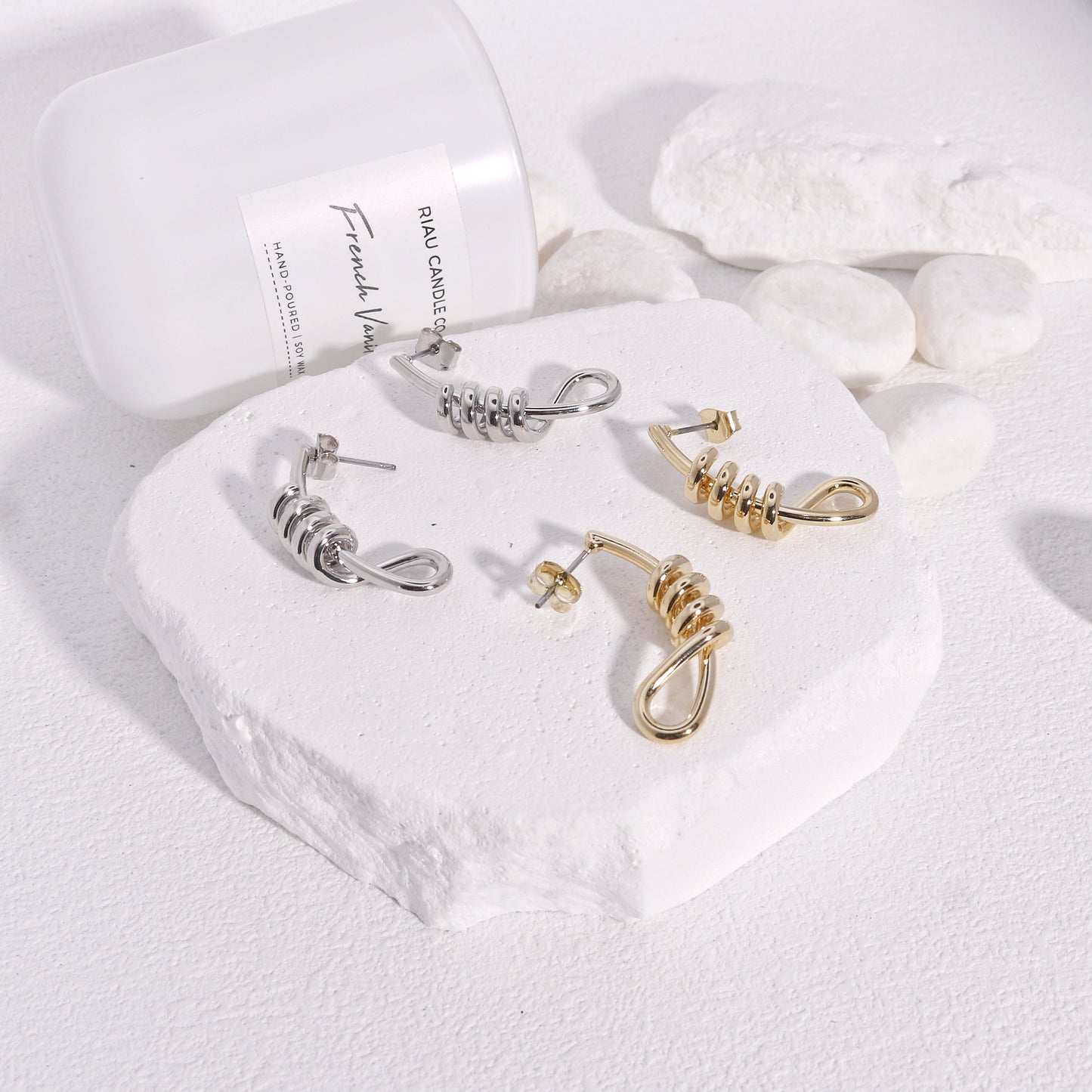 Piper Metallic Twisted Rope Drop Earrings