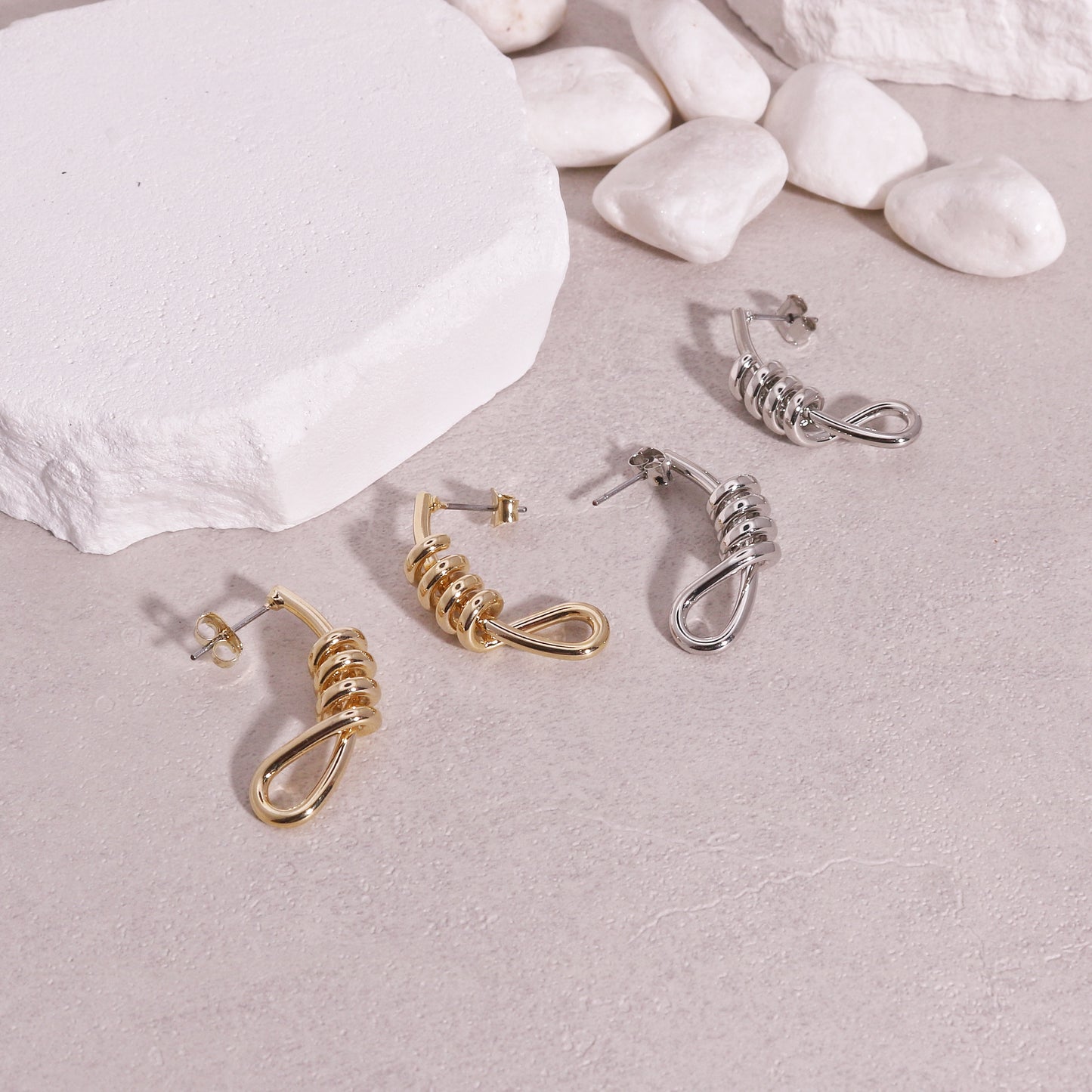 Piper Metallic Twisted Rope Drop Earrings