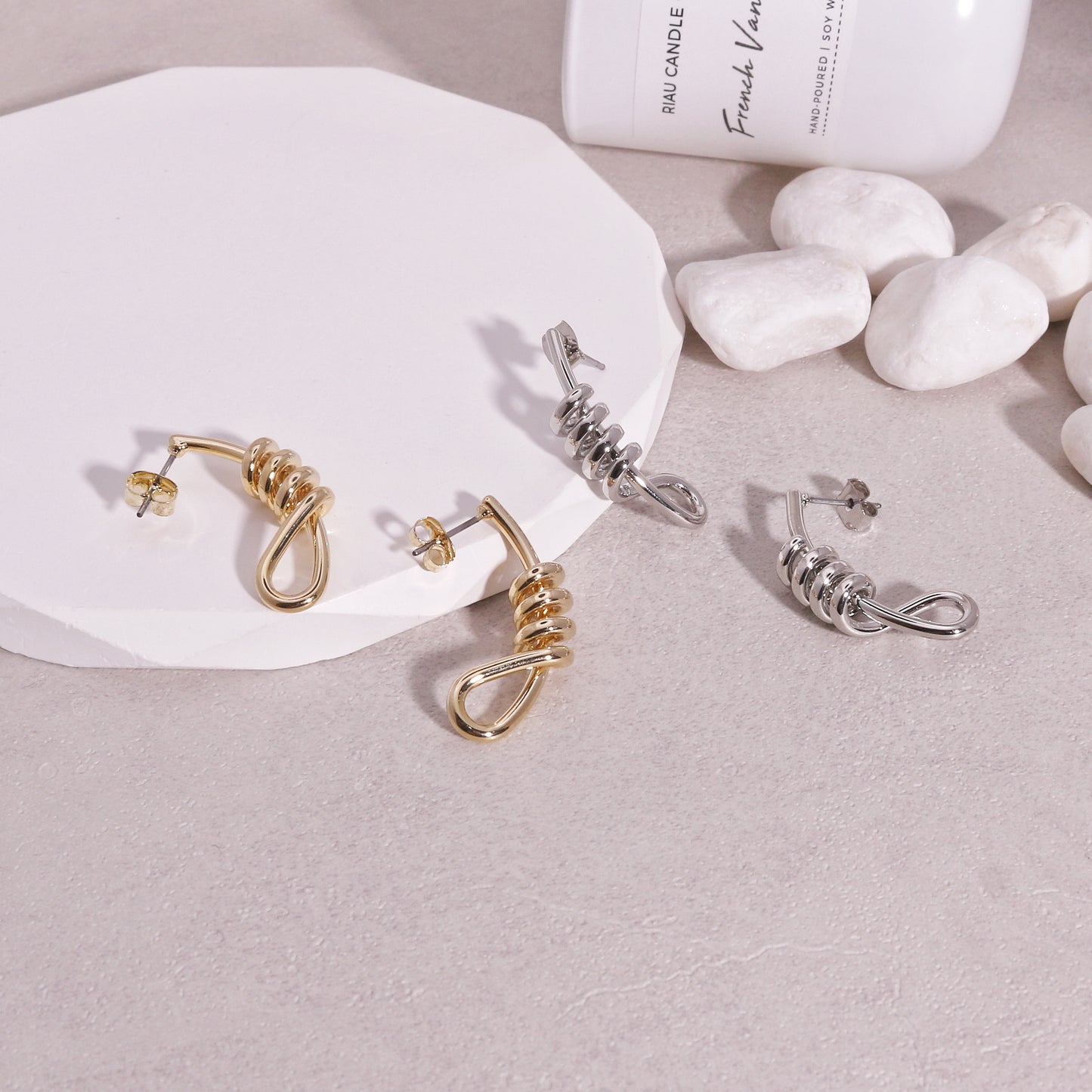 Piper Metallic Twisted Rope Drop Earrings