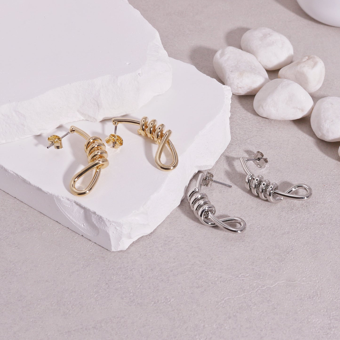 Piper Metallic Twisted Rope Drop Earrings