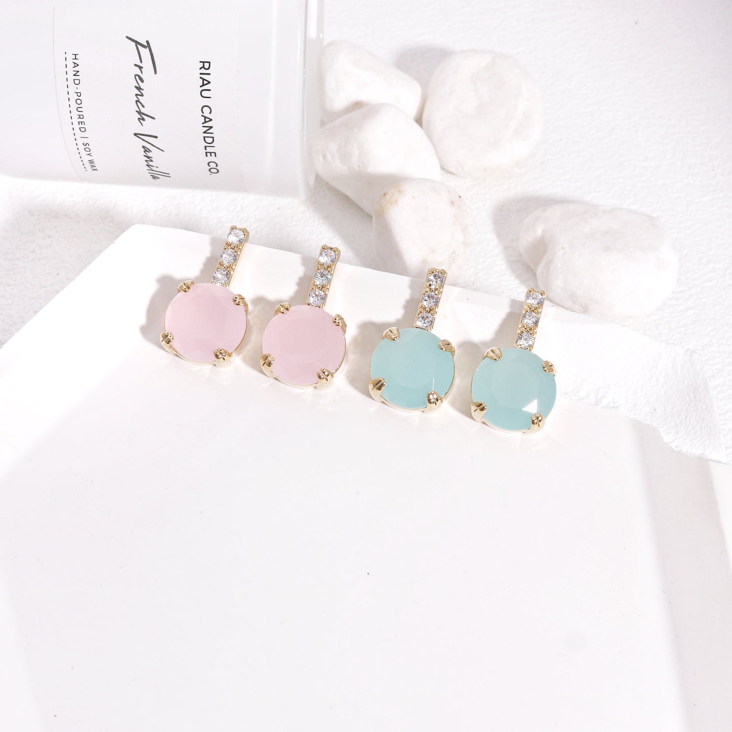 Eliza Pastel Cocktail Solitaire Drop Earrings