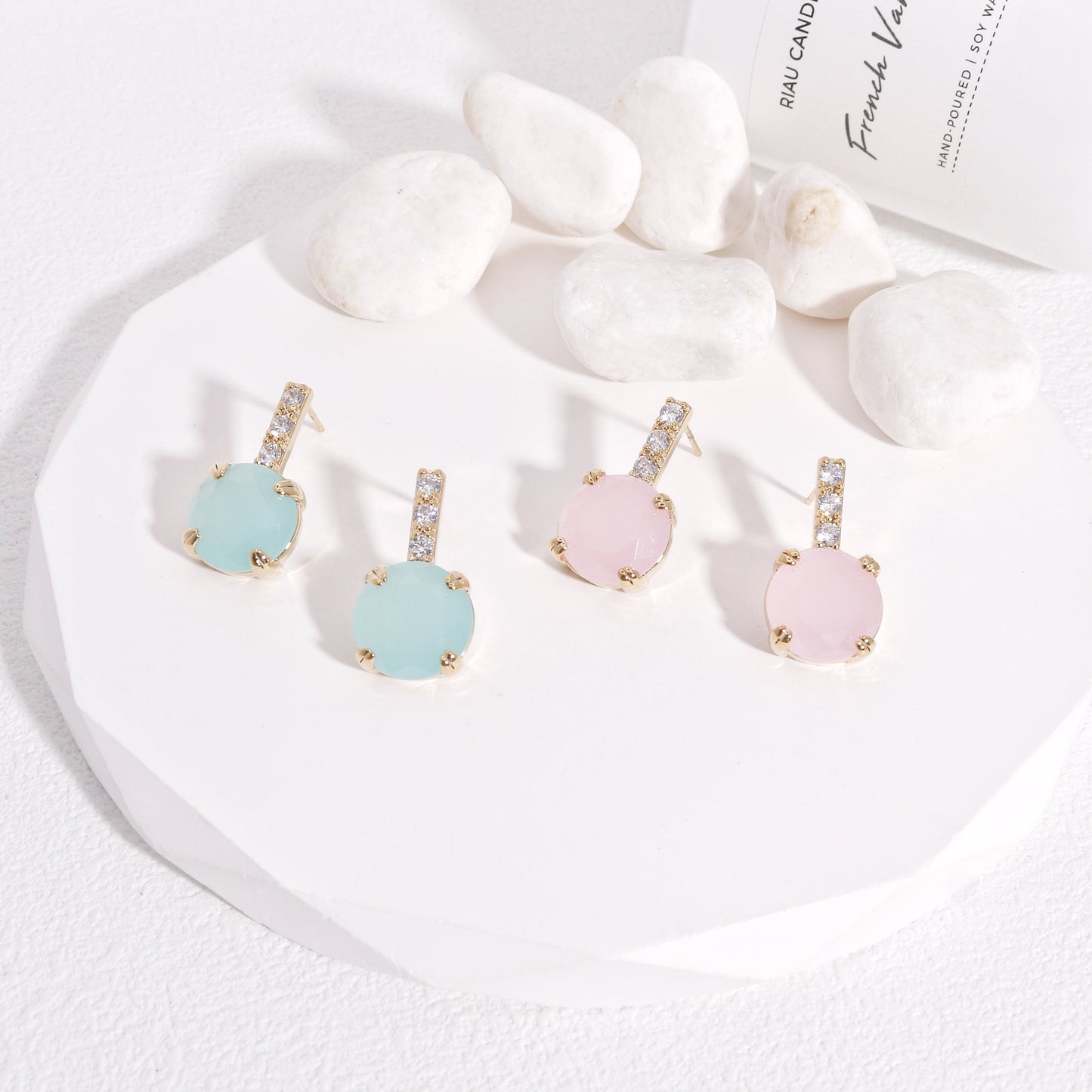 Eliza Pastel Cocktail Solitaire Drop Earrings