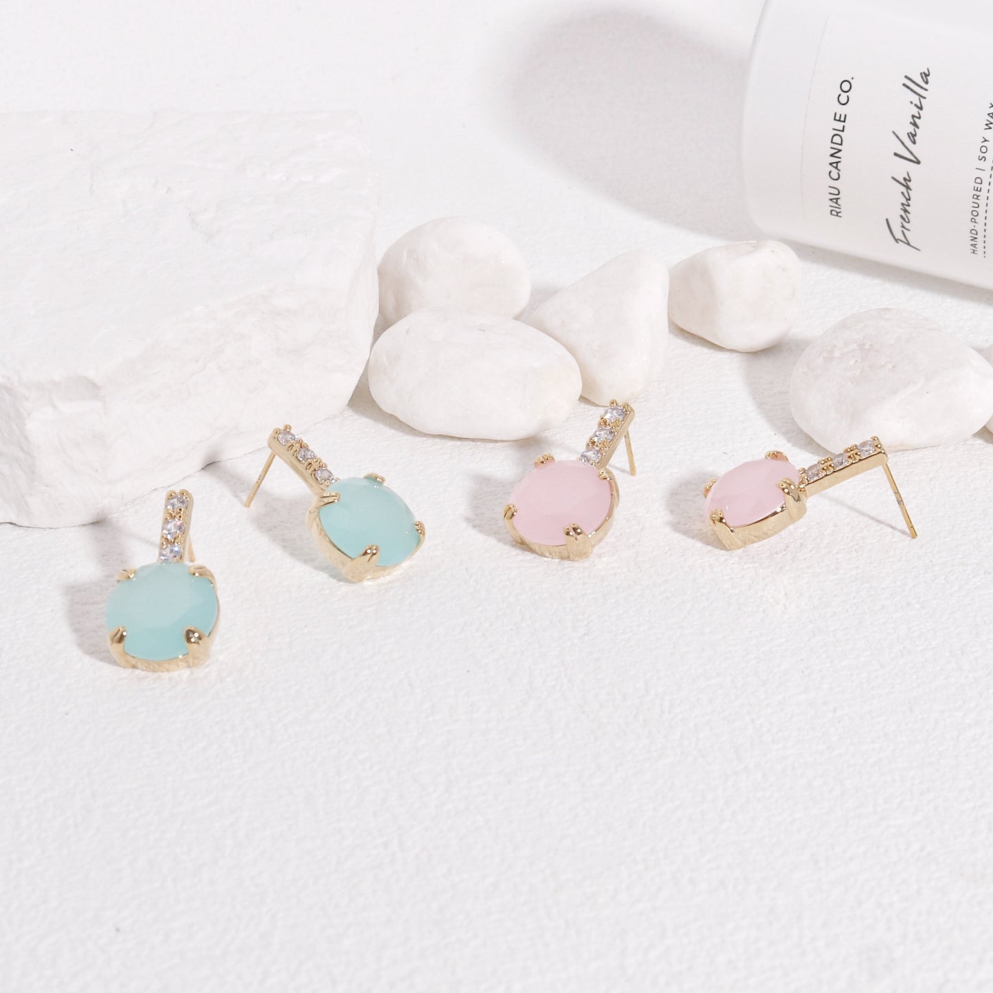 Eliza Pastel Cocktail Solitaire Drop Earrings