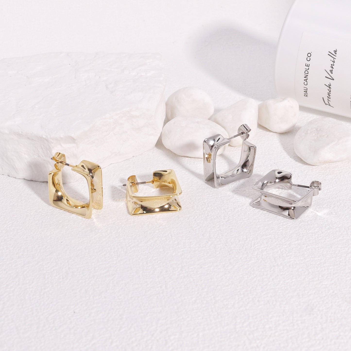 McKenzie Metallic Square Hoop Earrings