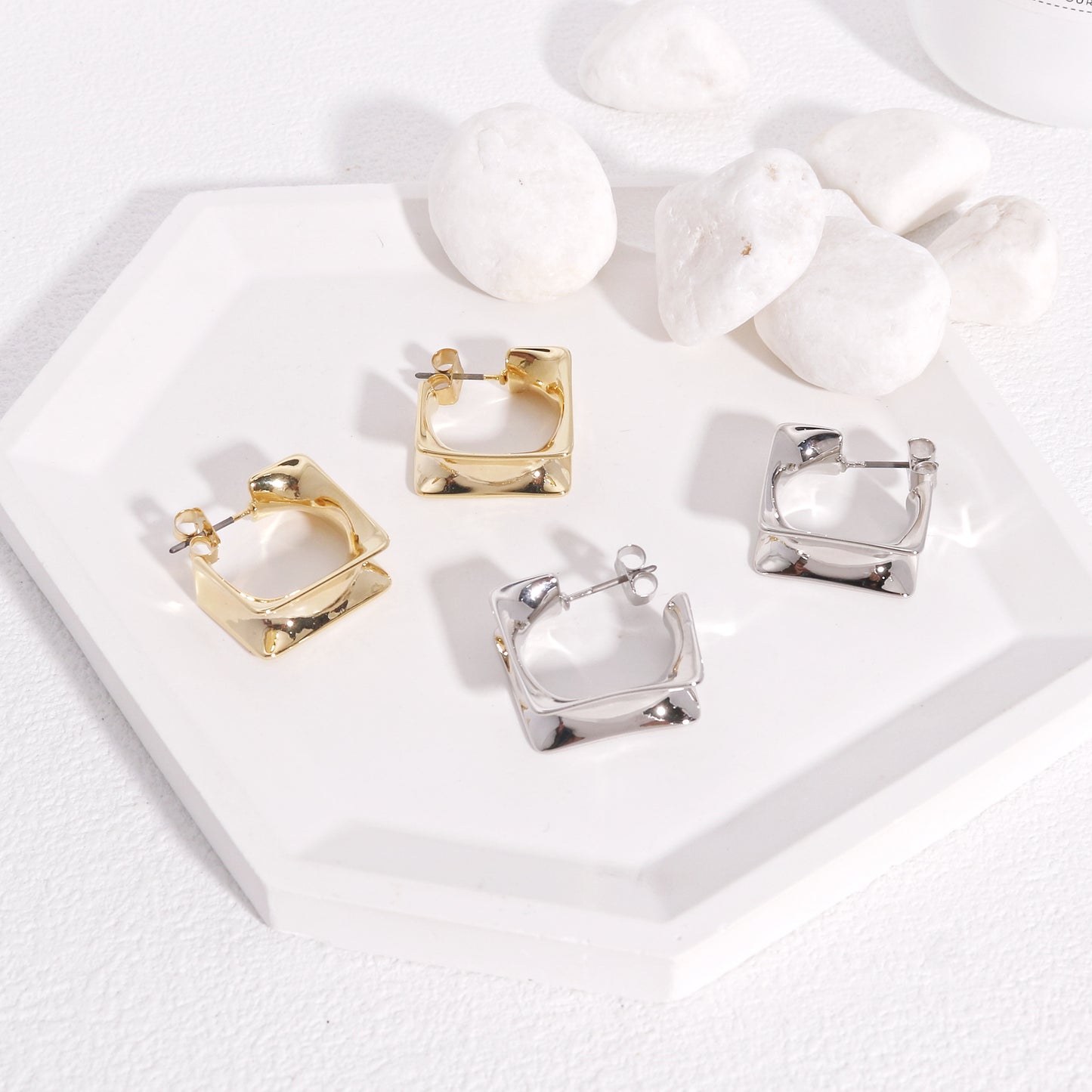 McKenzie Metallic Square Hoop Earrings