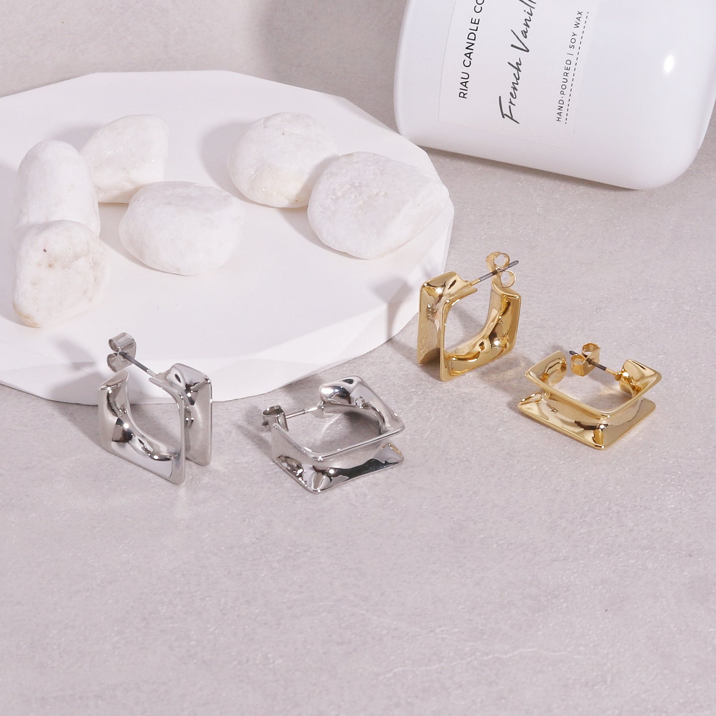 McKenzie Metallic Square Hoop Earrings