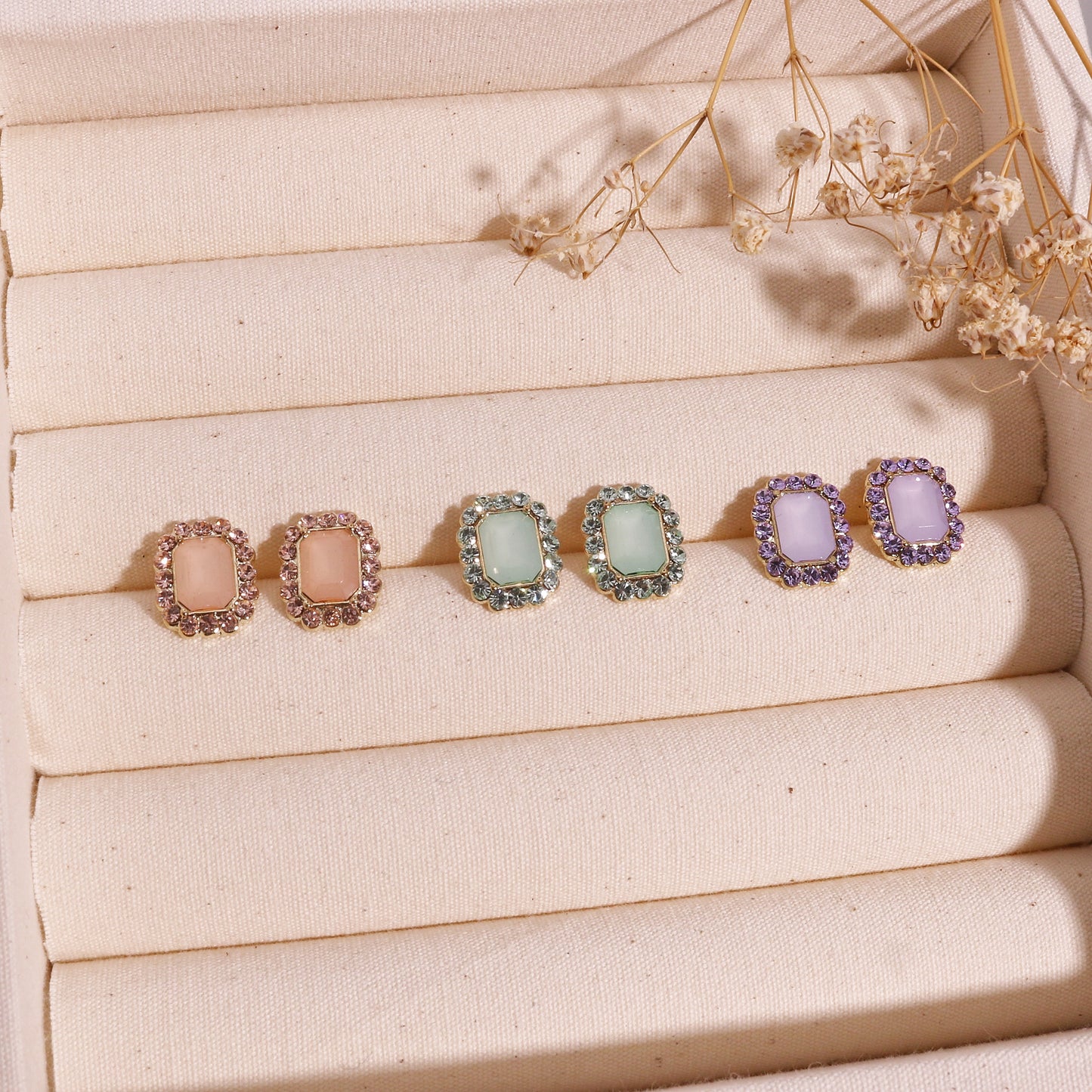 Nyala Estate Style Crystal Halo Stud Earrings