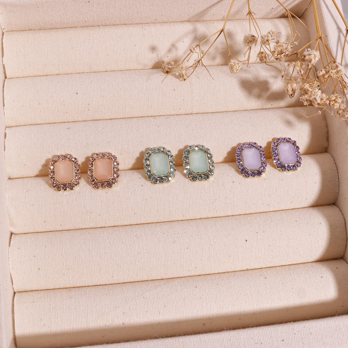 Nyala Estate Style Crystal Halo Stud Earrings