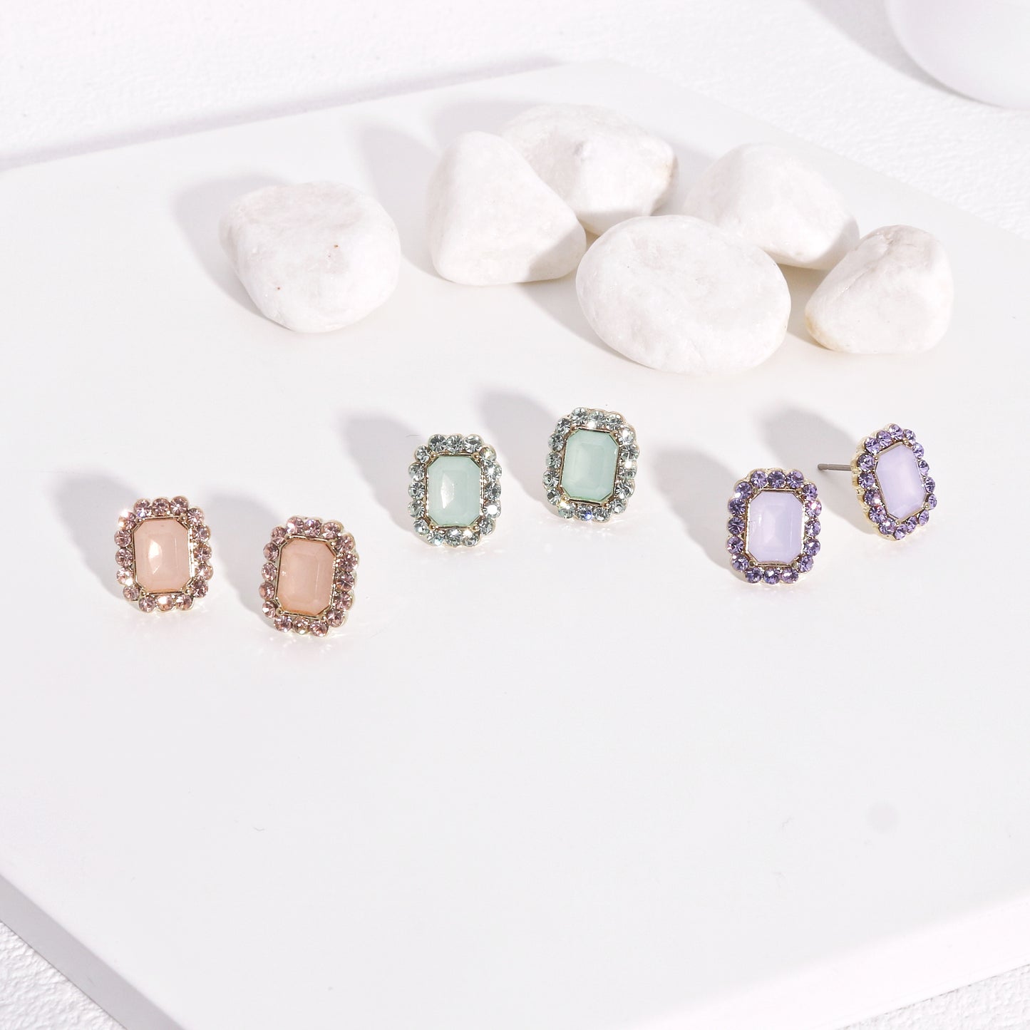 Nyala Estate Style Crystal Halo Stud Earrings